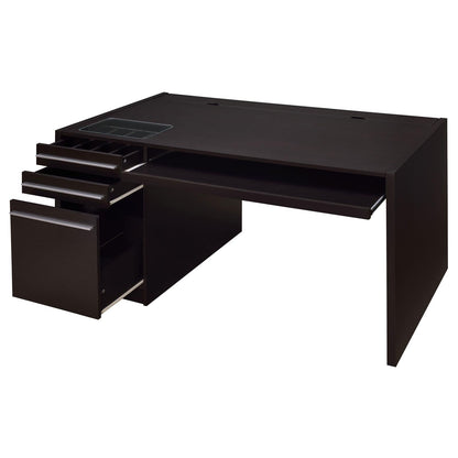 Halston Cappuccino 3-Drawer Connect-it Office Desk - 800982 - Bien Home Furniture &amp; Electronics