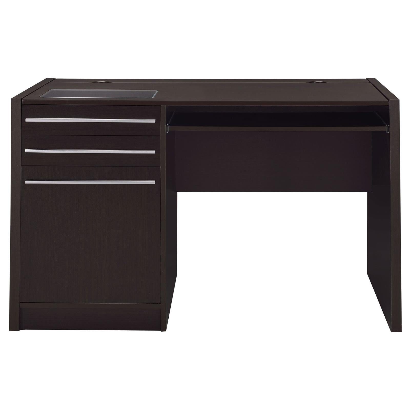 Halston Cappuccino Rectangular Connect-it Office Desk - 800702 - Bien Home Furniture & Electronics