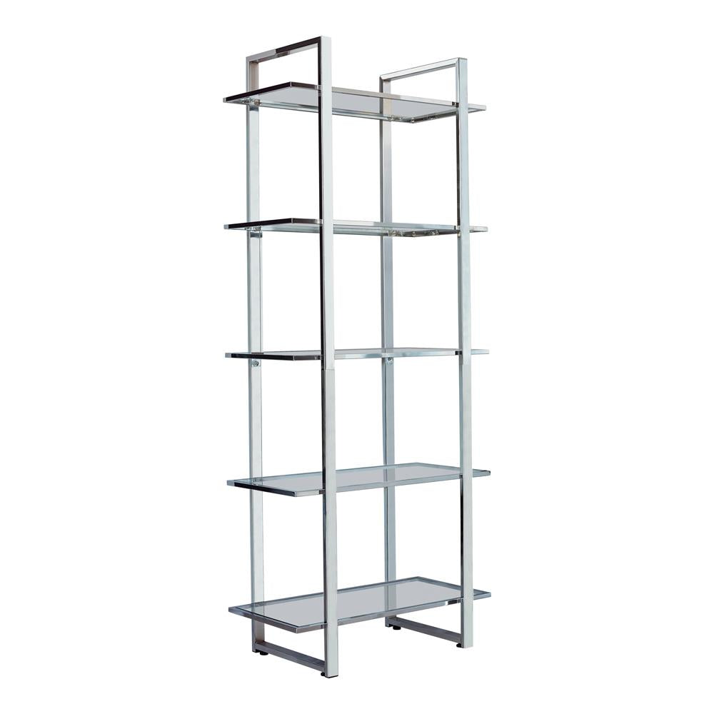 Hartford Chrome Glass Shelf Bookcase - 805538 - Bien Home Furniture & Electronics