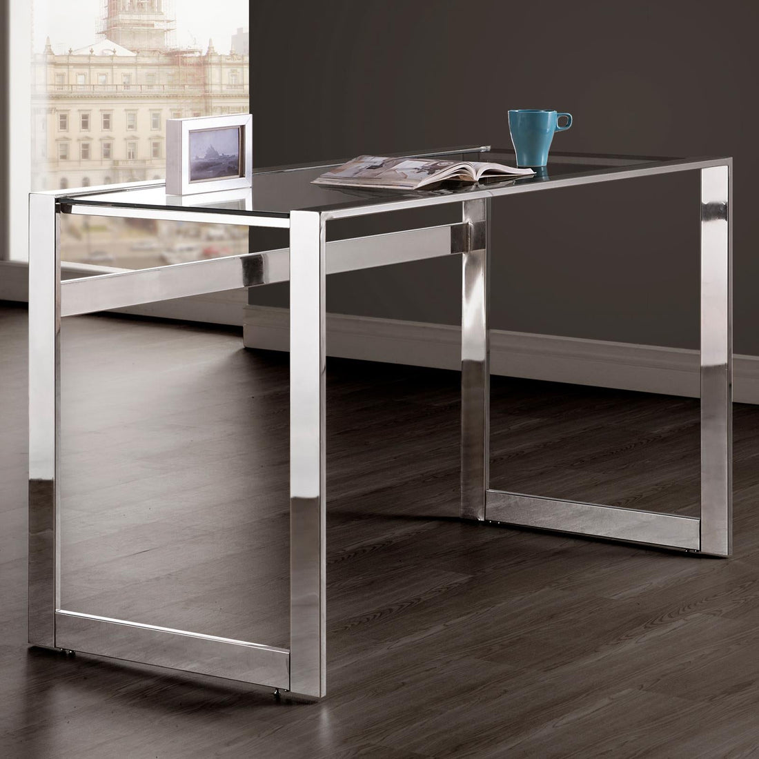 Hartford Chrome Glass Top Writing Desk - 800746 - Bien Home Furniture &amp; Electronics