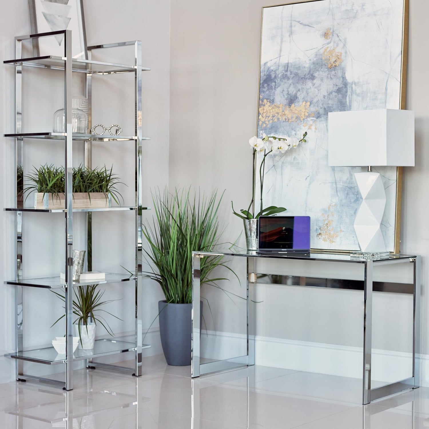 Hartford Chrome Glass Top Writing Desk - 800746 - Bien Home Furniture & Electronics