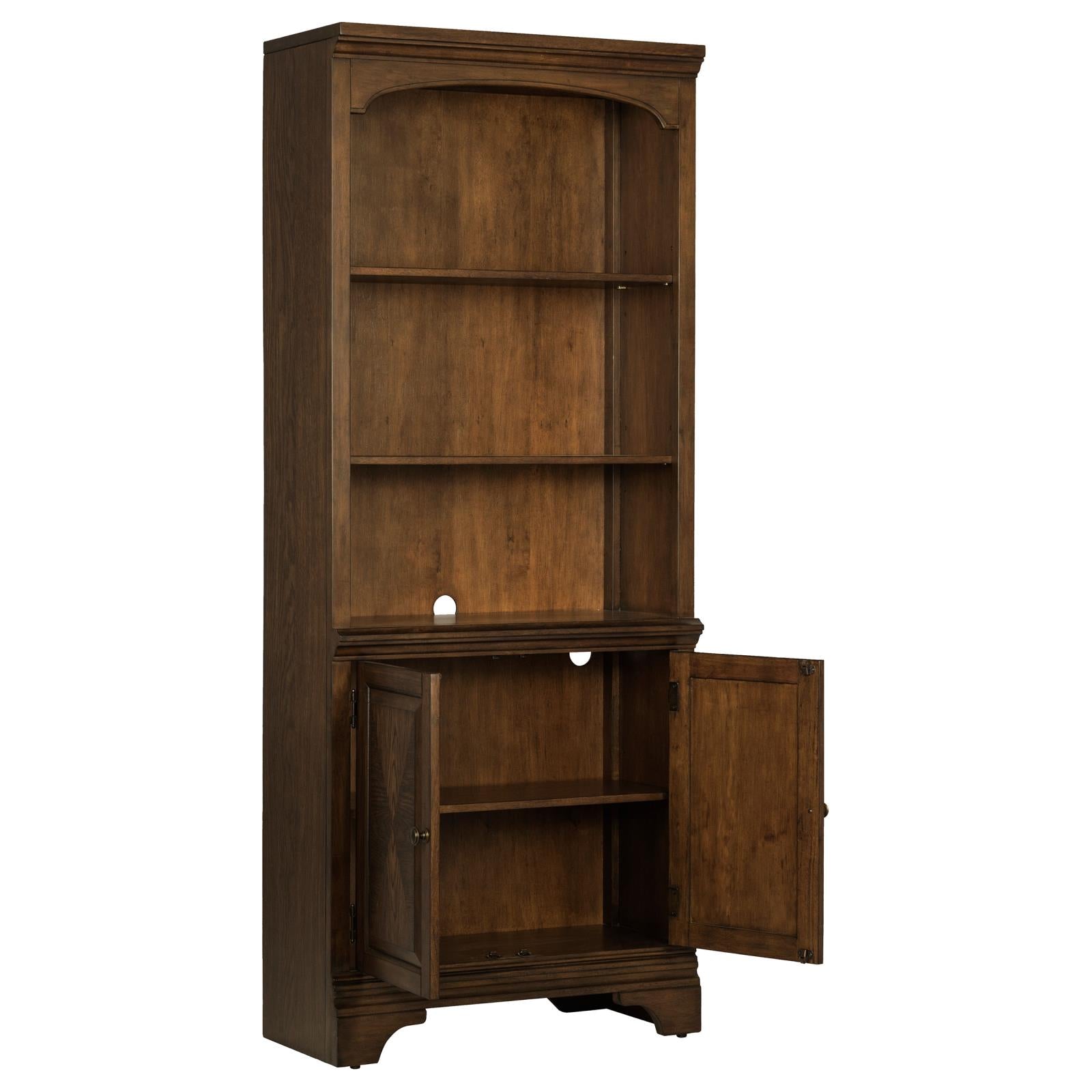 Hartshill Burnished Oak Bookcase with Cabinet - 881286 - Bien Home Furniture &amp; Electronics