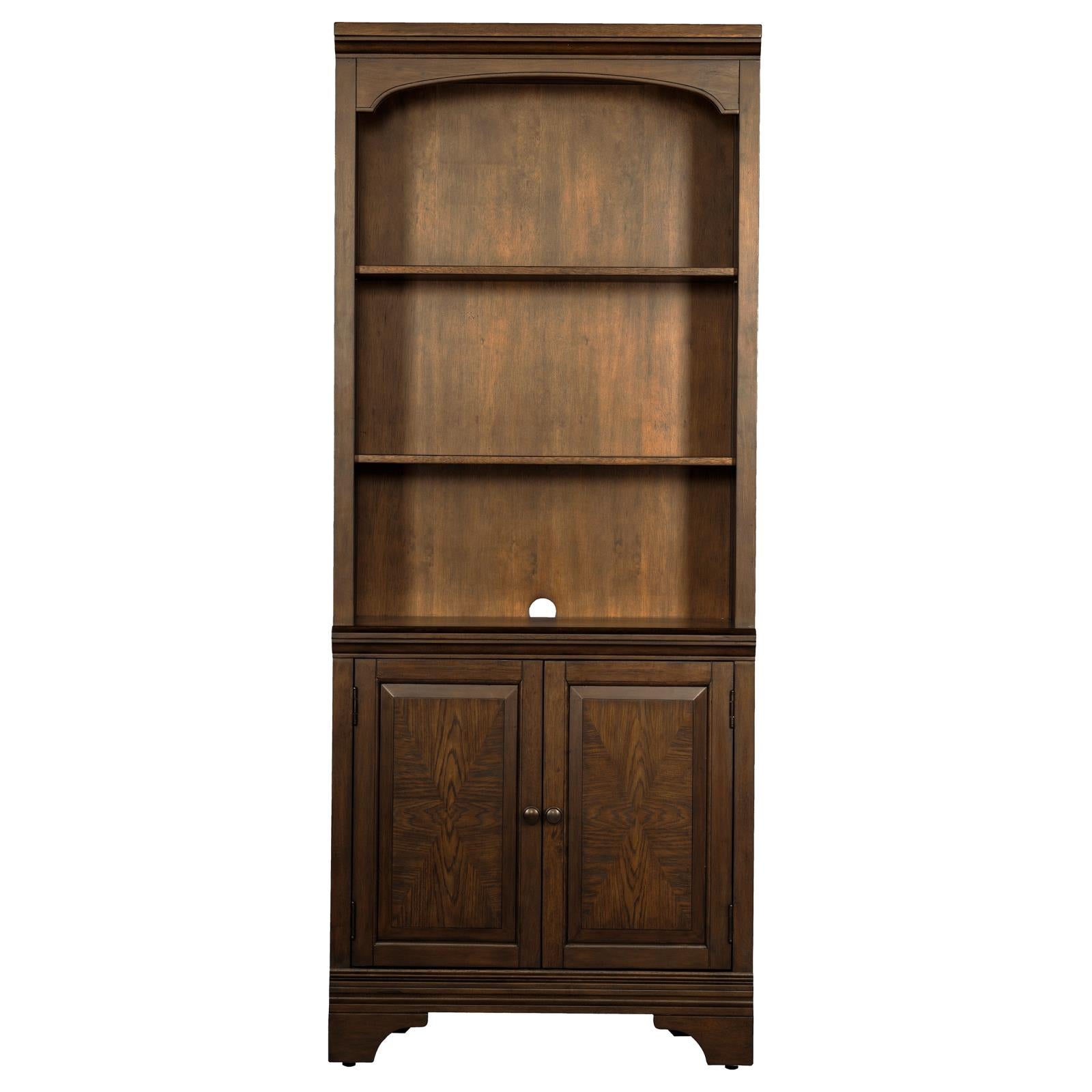 Hartshill Burnished Oak Bookcase with Cabinet - 881286 - Bien Home Furniture &amp; Electronics