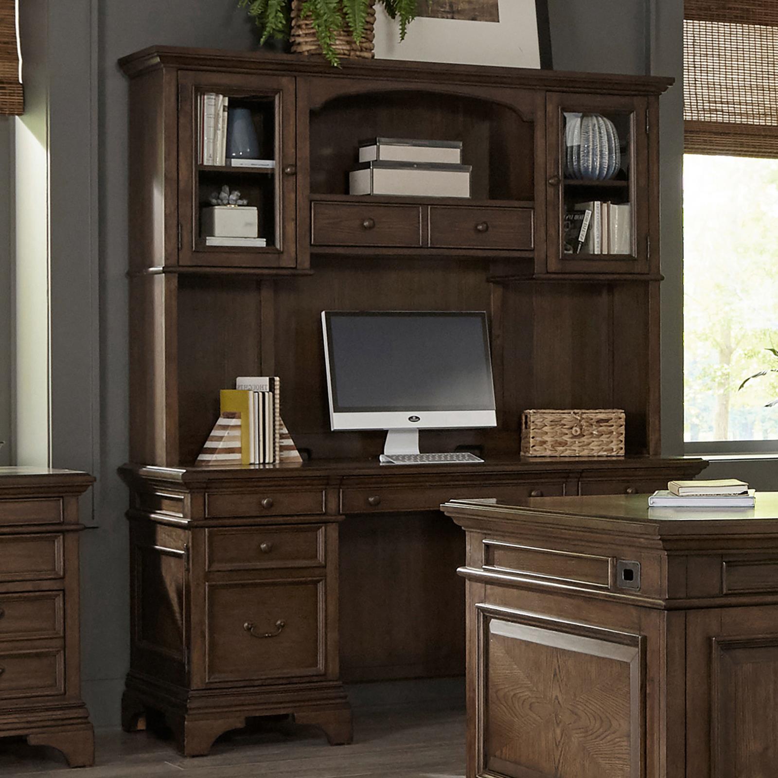 Hartshill Burnished Oak Credenza with Hutch - 881283 - Bien Home Furniture &amp; Electronics