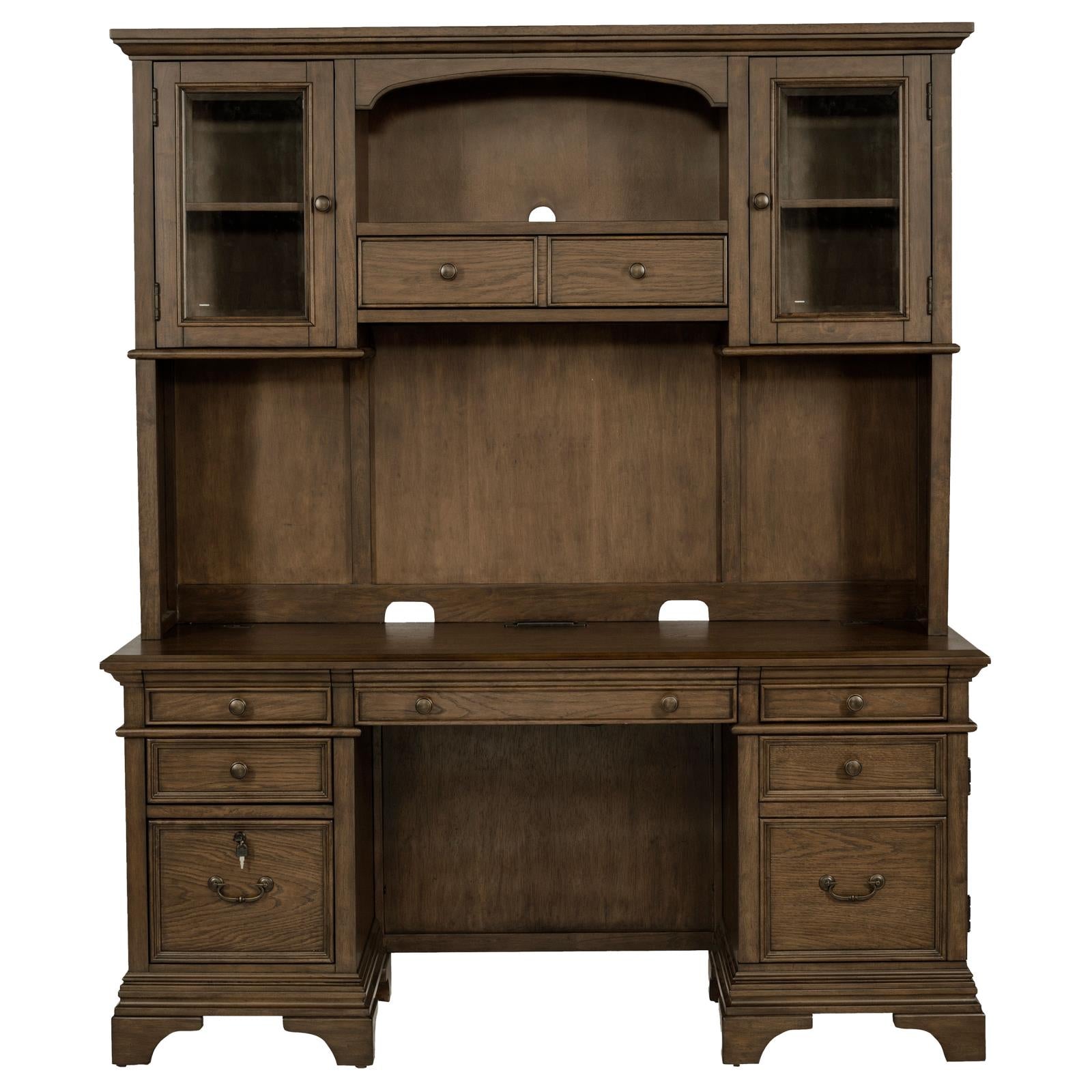 Hartshill Burnished Oak Credenza with Hutch - 881283 - Bien Home Furniture &amp; Electronics