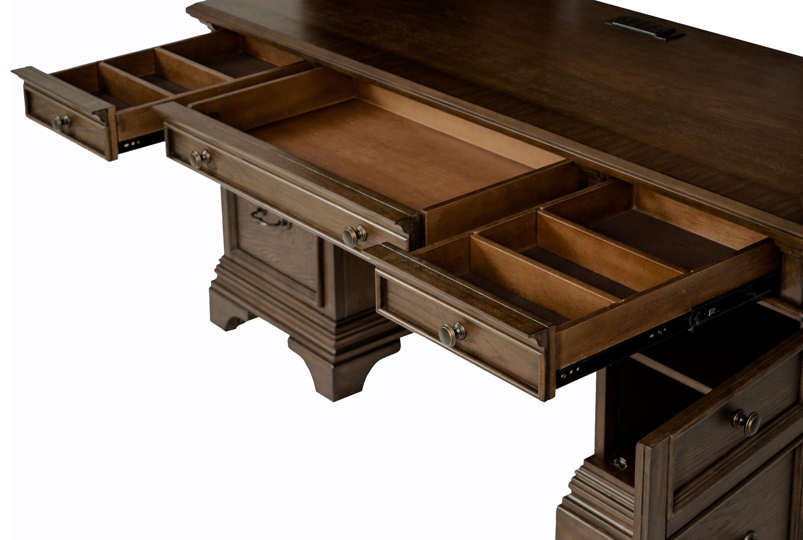 Hartshill Burnished Oak Credenza with Power Outlet - 881282 - Bien Home Furniture & Electronics