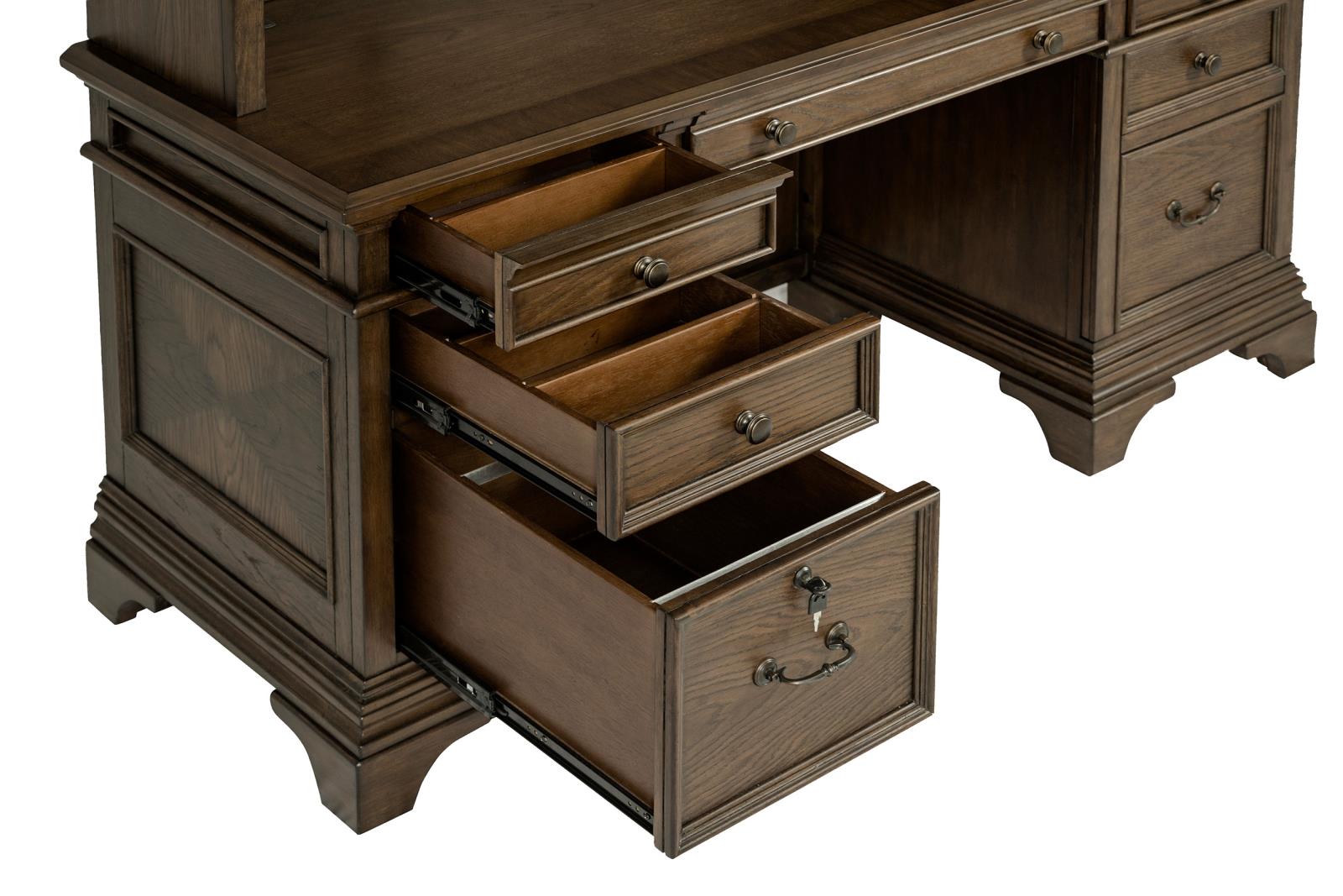 Hartshill Burnished Oak Credenza with Power Outlet - 881282 - Bien Home Furniture &amp; Electronics