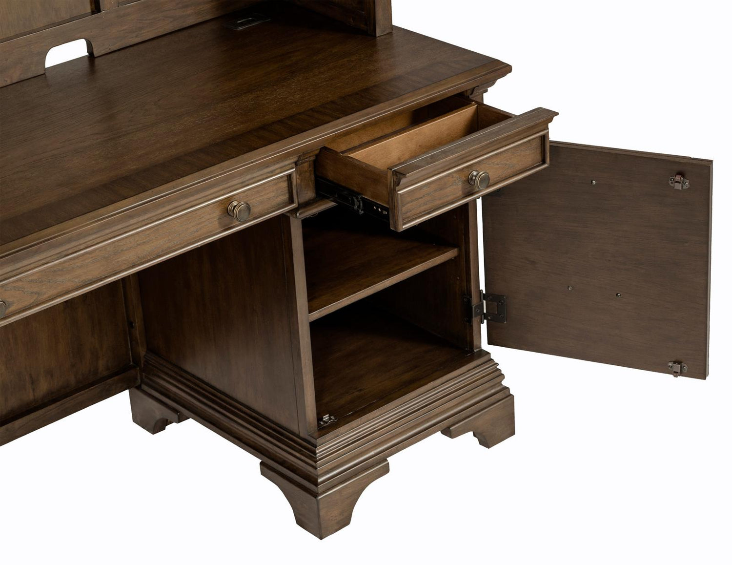 Hartshill Burnished Oak Credenza with Power Outlet - 881282 - Bien Home Furniture & Electronics