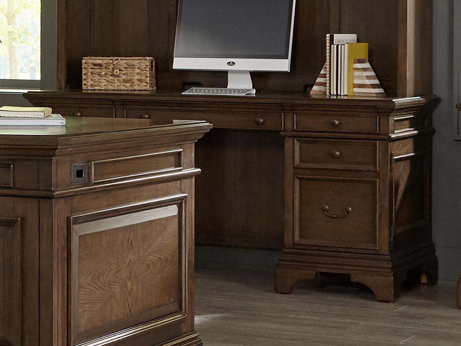 Hartshill Burnished Oak Credenza with Power Outlet - 881282 - Bien Home Furniture & Electronics