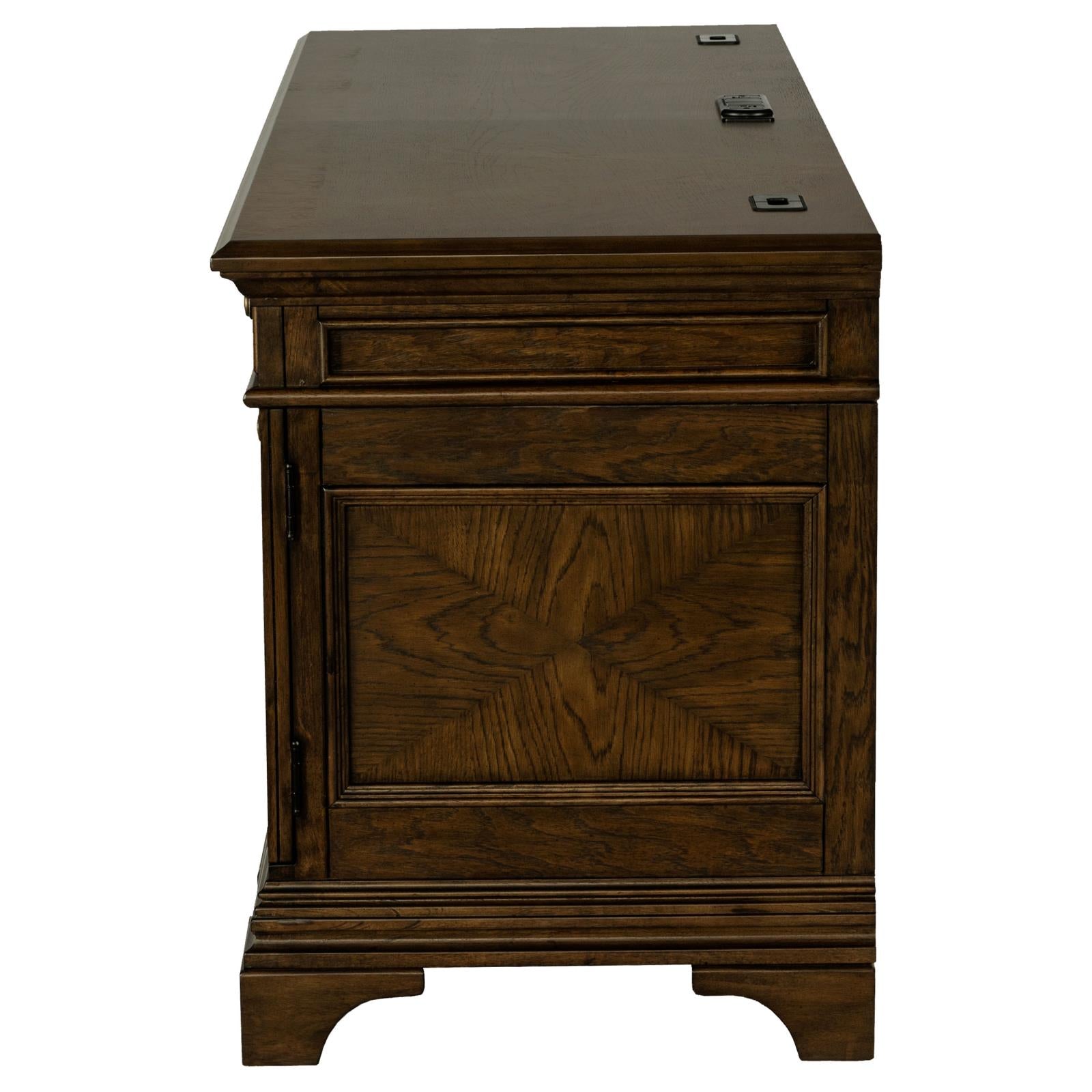 Hartshill Burnished Oak Credenza with Power Outlet - 881282 - Bien Home Furniture &amp; Electronics