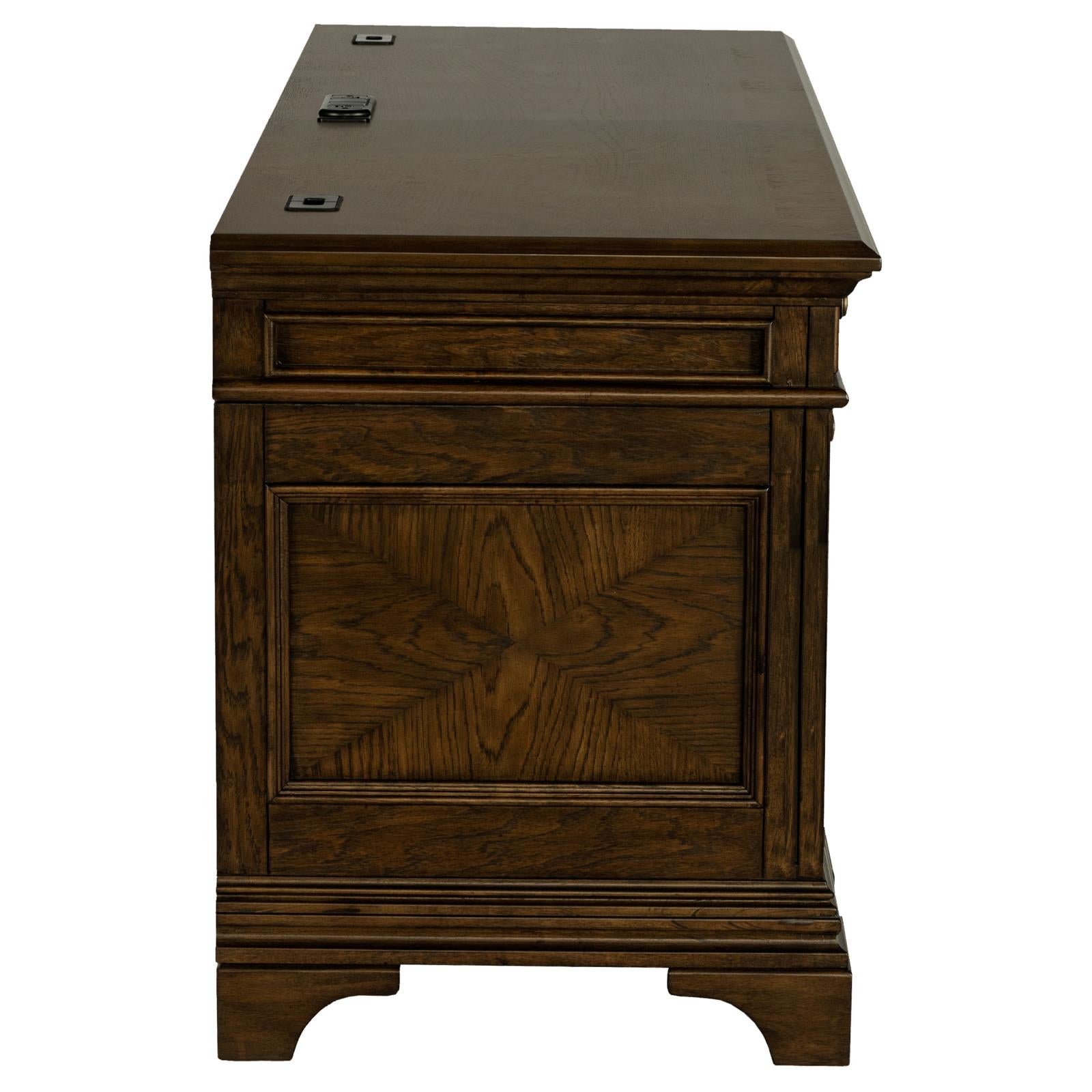 Hartshill Burnished Oak Credenza with Power Outlet - 881282 - Bien Home Furniture &amp; Electronics