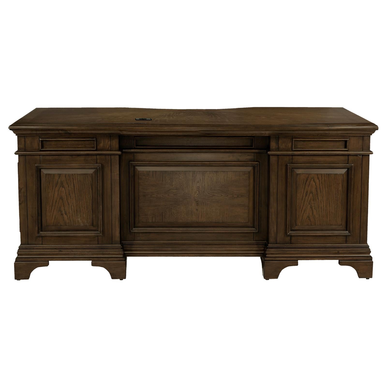 Hartshill Burnished Oak Executive Desk with File Cabinets - 881281 - Bien Home Furniture &amp; Electronics