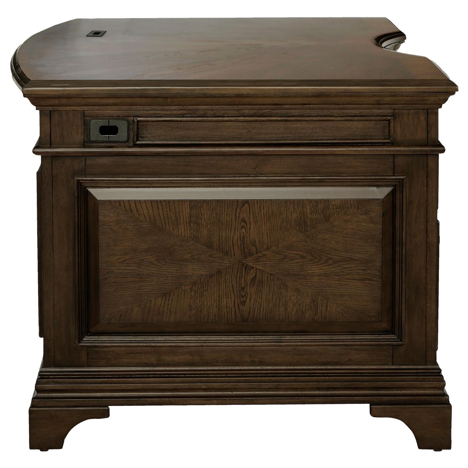 Hartshill Burnished Oak Executive Desk with File Cabinets - 881281 - Bien Home Furniture &amp; Electronics