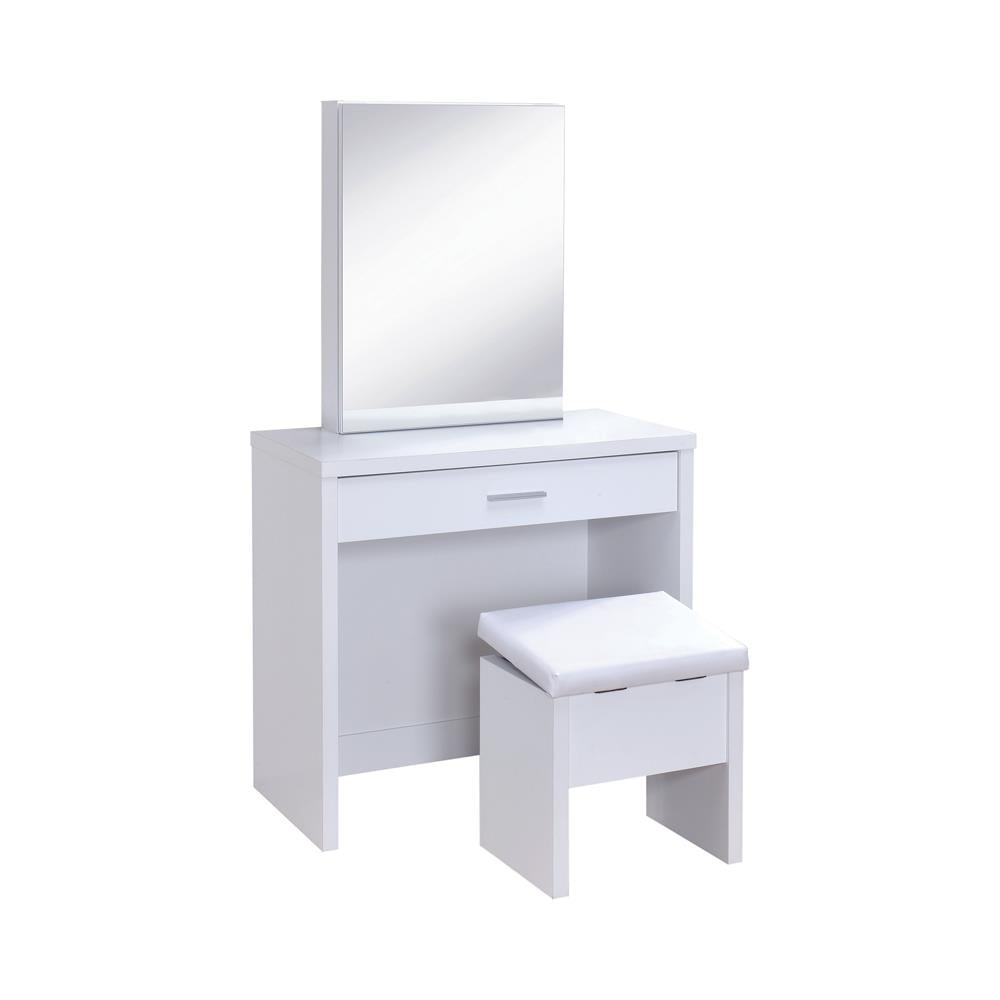 Harvey 2-Piece Vanity Set with Lift-Top Stool White - 300290 - Bien Home Furniture &amp; Electronics