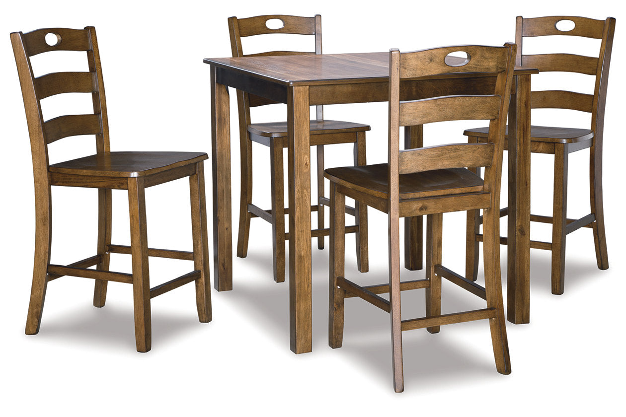 Hazelteen Medium Brown 5-Piece Counter Height Set - D419-223 - Bien Home Furniture & Electronics