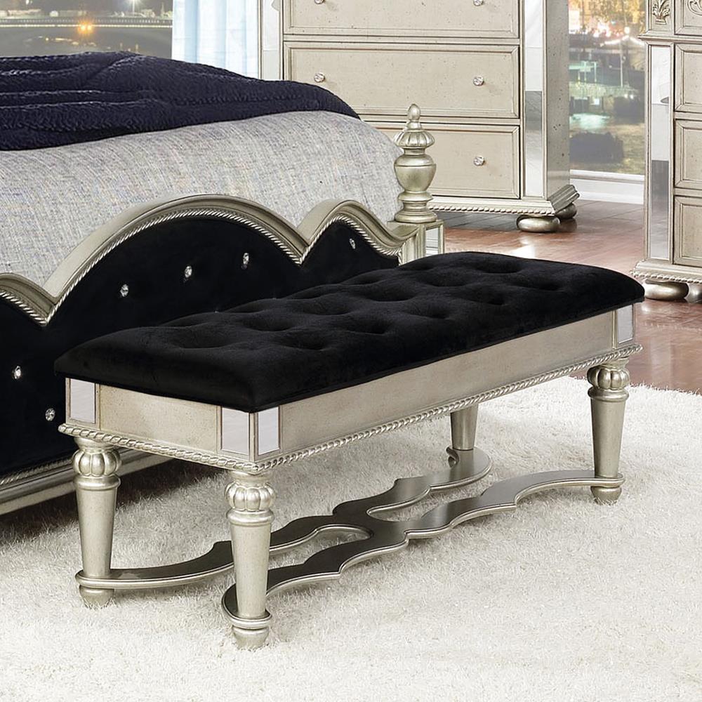 Heidi Metallic Platinum Upholstered Bench - 222736 - Bien Home Furniture &amp; Electronics