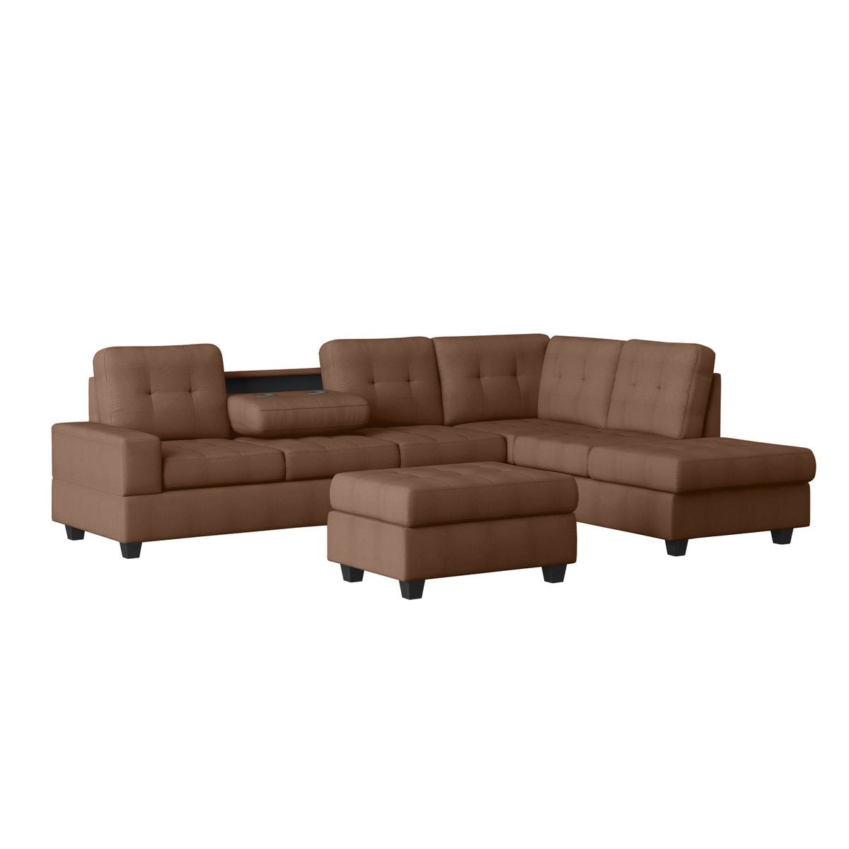 Heights Chocolate Brown Reverisble Sectional with Storage Ottoman - SET | SH3220CHC-3SC | SH3220CHC-4 - Bien Home Furniture & Electronics