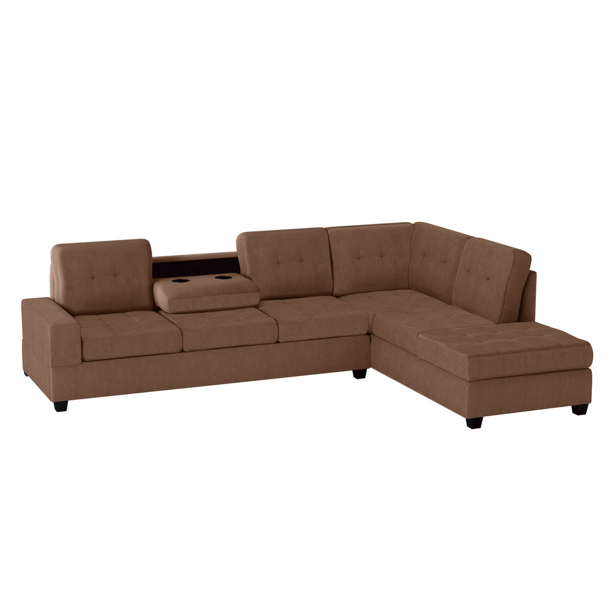 Heights Chocolate Brown Reverisble Sectional with Storage Ottoman - SET | SH3220CHC-3SC | SH3220CHC-4 - Bien Home Furniture & Electronics