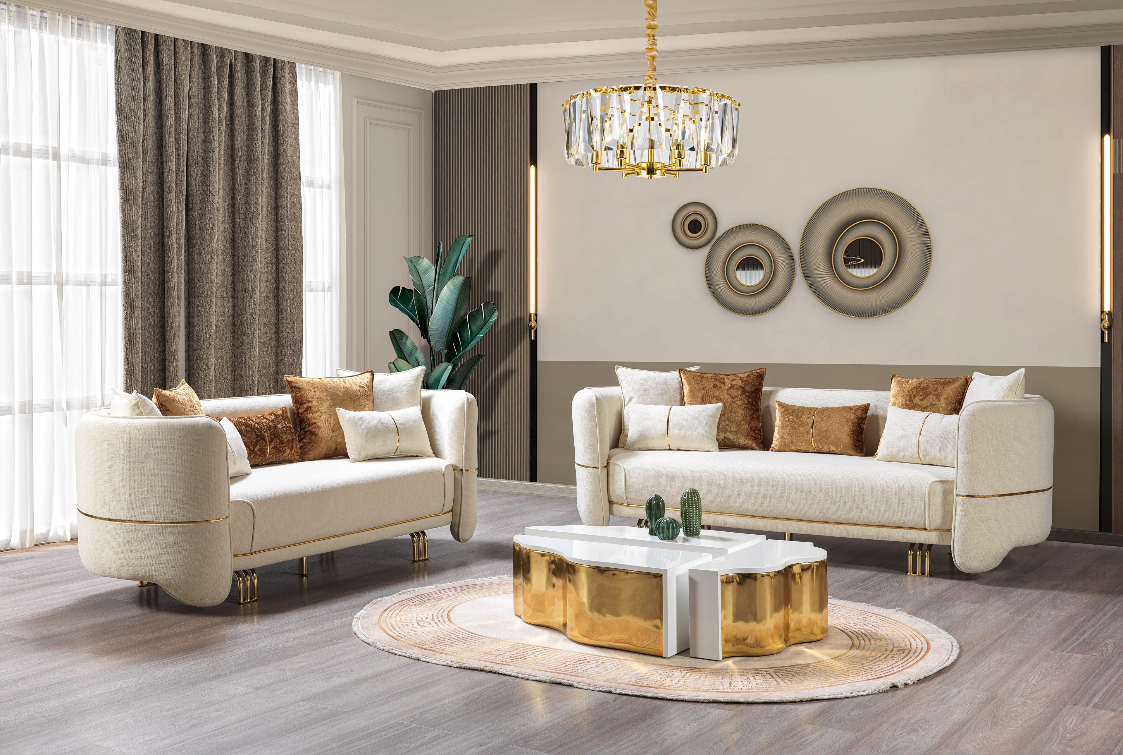 Helena Ivory Velvet Sofa & Loveseat - HELENA-SL - Bien Home Furniture & Electronics