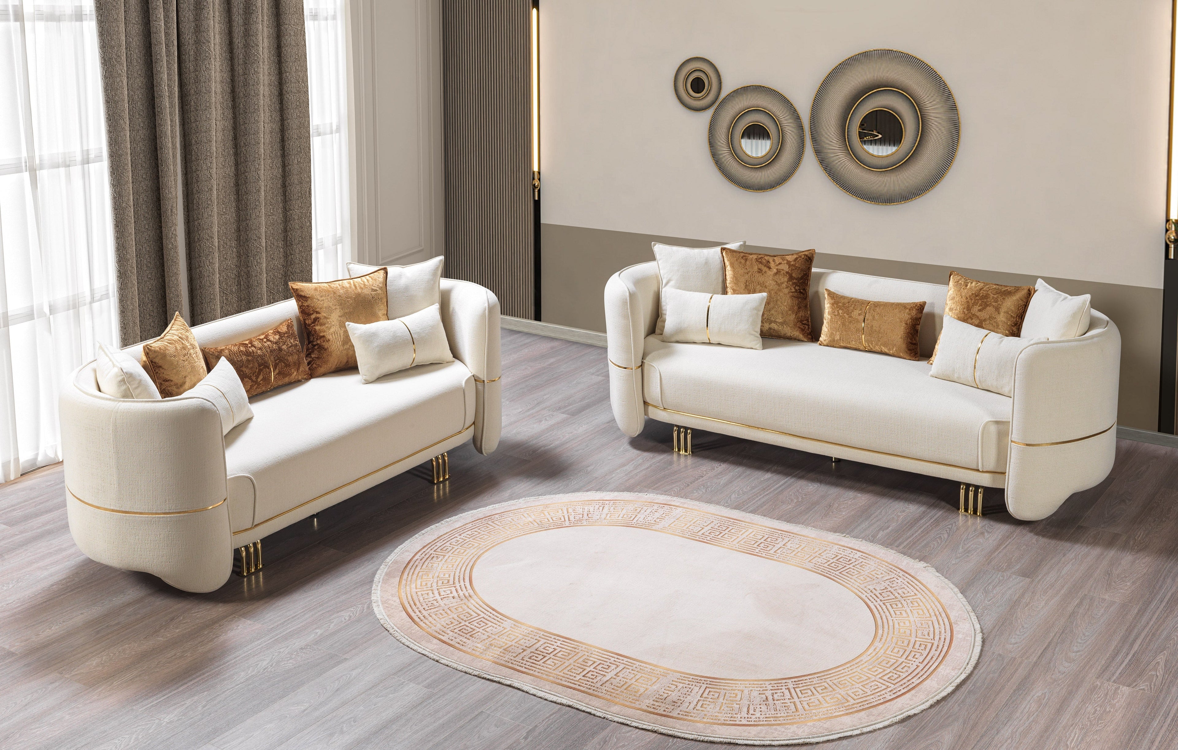 Helena Ivory Velvet Sofa &amp; Loveseat - HELENA-SL - Bien Home Furniture &amp; Electronics