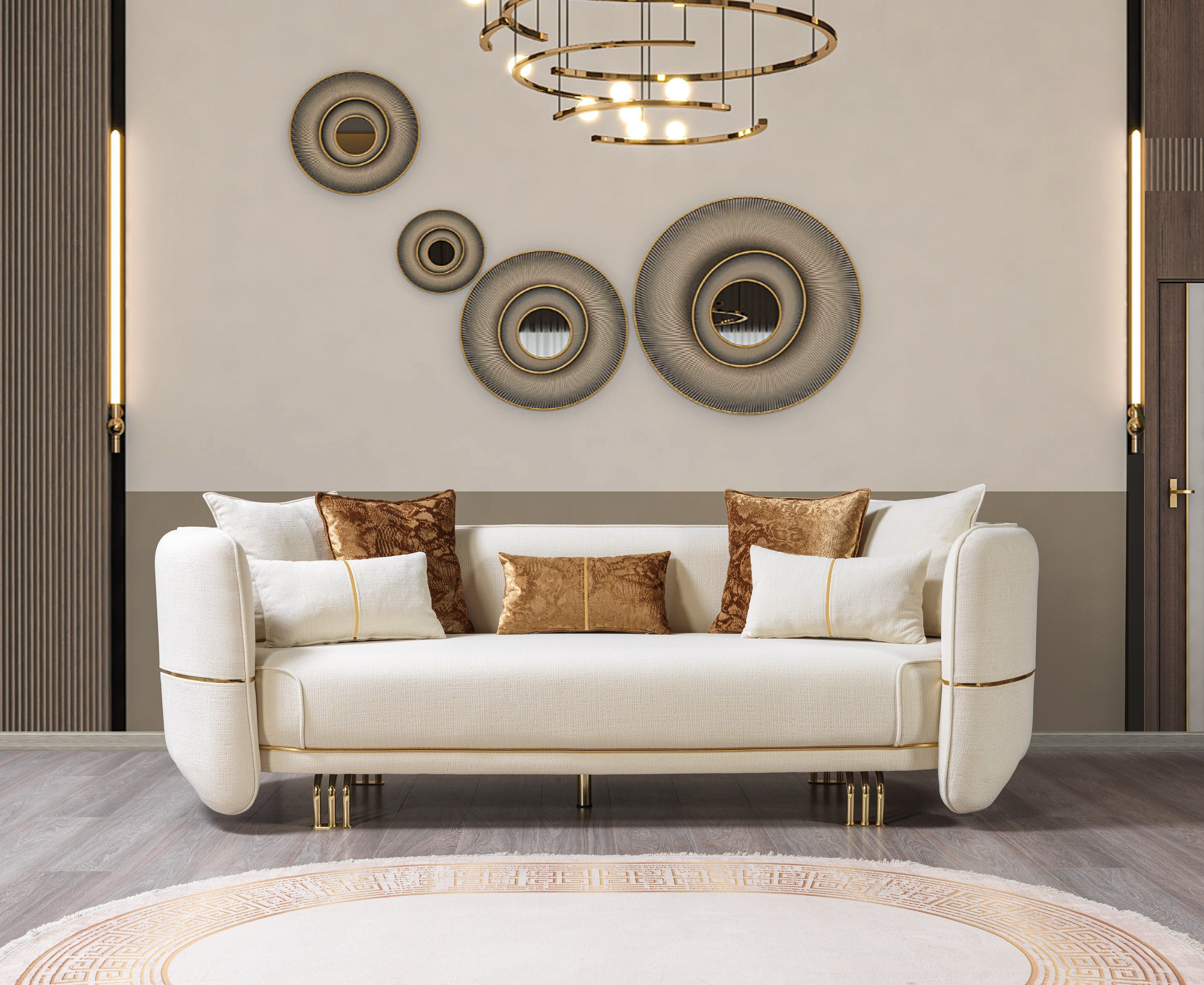 Helena Ivory Velvet Sofa & Loveseat - HELENA-SL - Bien Home Furniture & Electronics