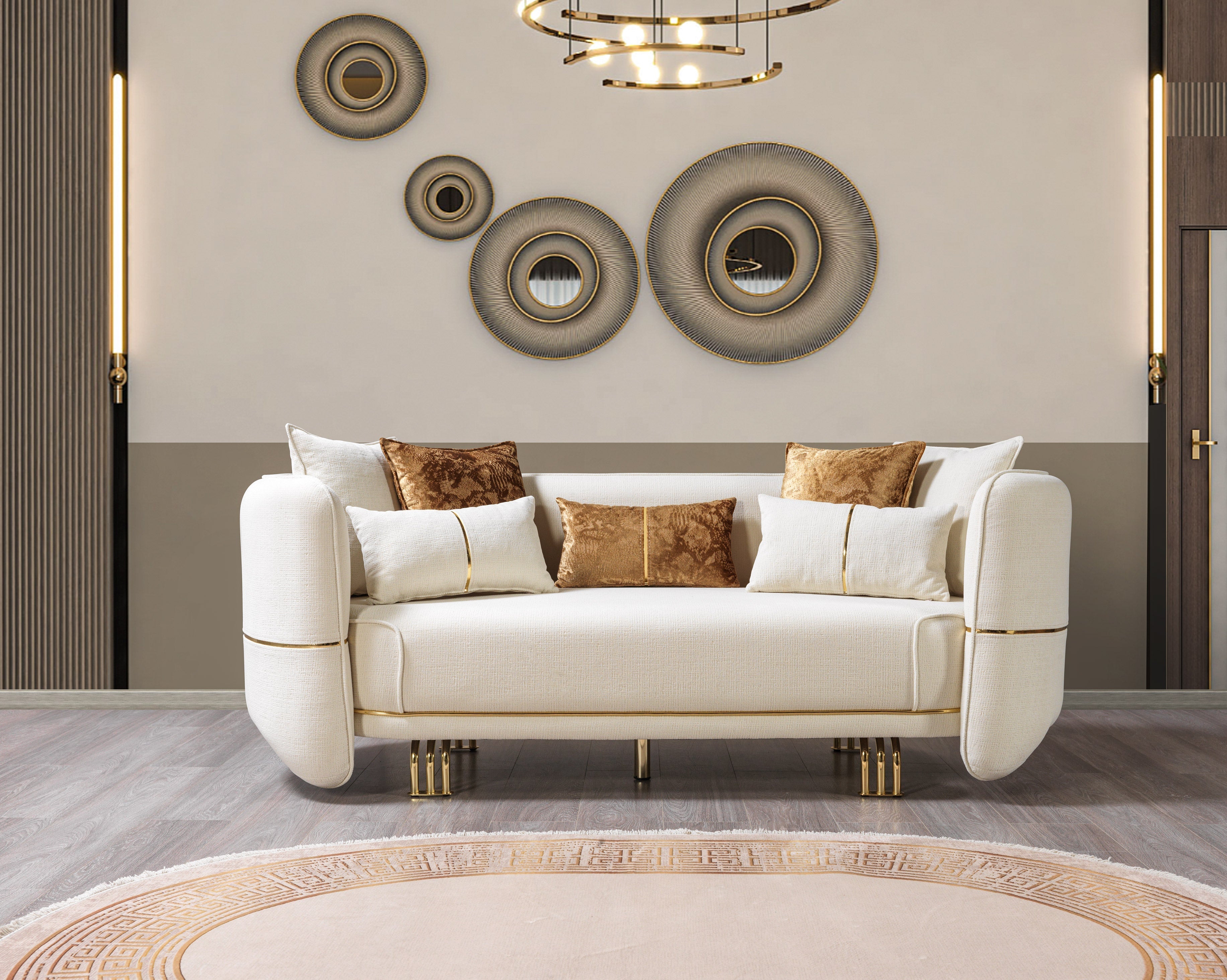 Helena Ivory Velvet Sofa &amp; Loveseat - HELENA-SL - Bien Home Furniture &amp; Electronics