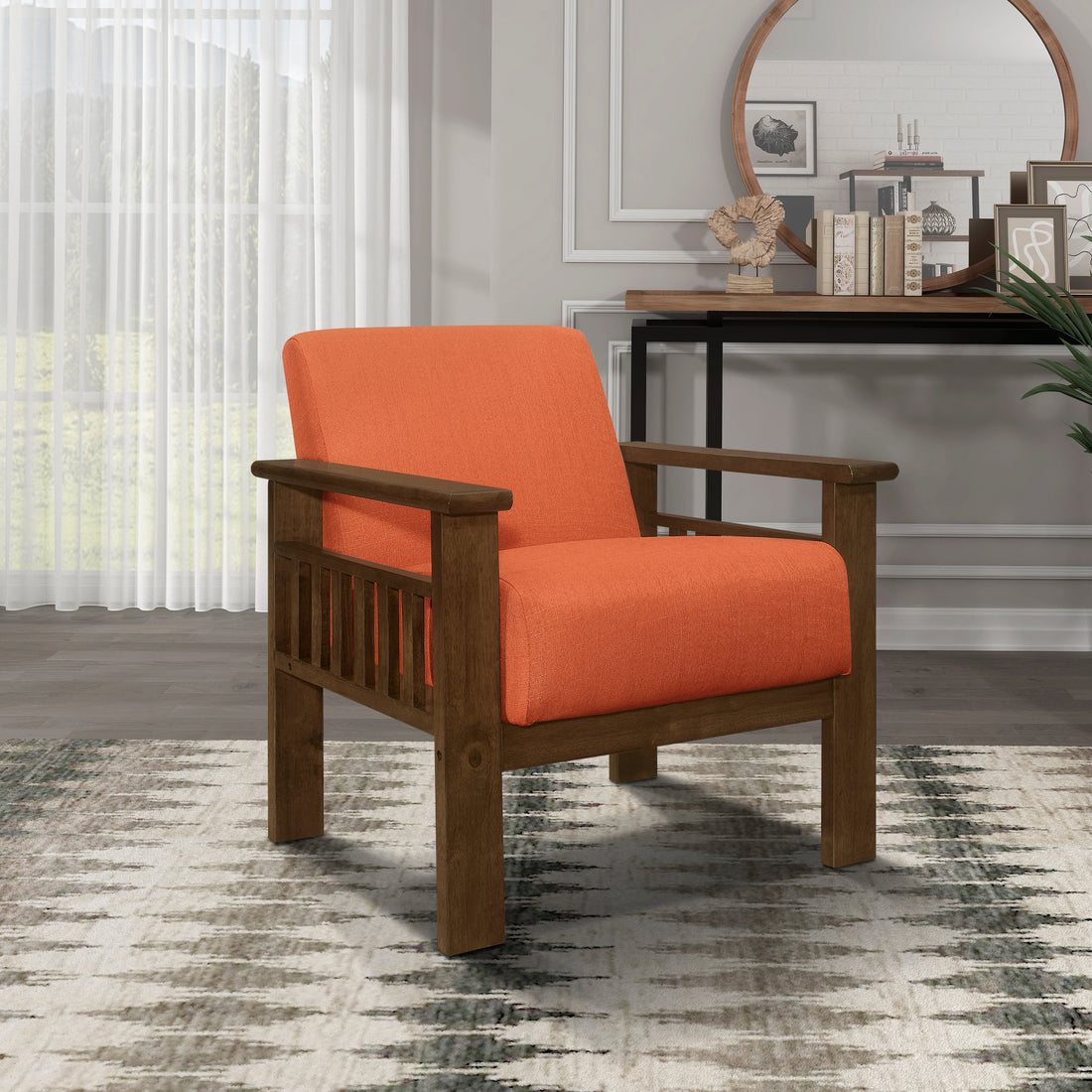 Helena Orange Accent Chair with Storage Arms - 1048RN-1 - Bien Home Furniture &amp; Electronics