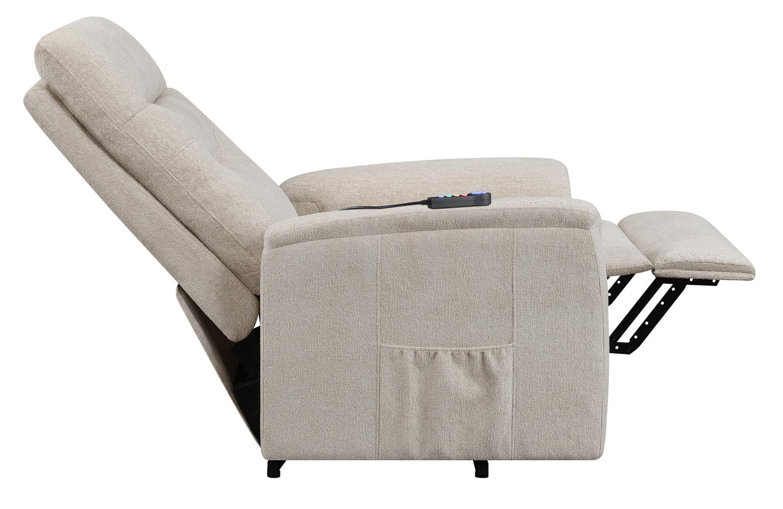 Henrietta Power Lift Recliner with Storage Pocket Beige - 609405P - Bien Home Furniture & Electronics