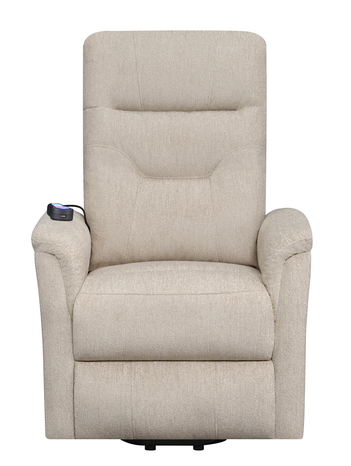 Henrietta Power Lift Recliner with Storage Pocket Beige - 609405P - Bien Home Furniture & Electronics