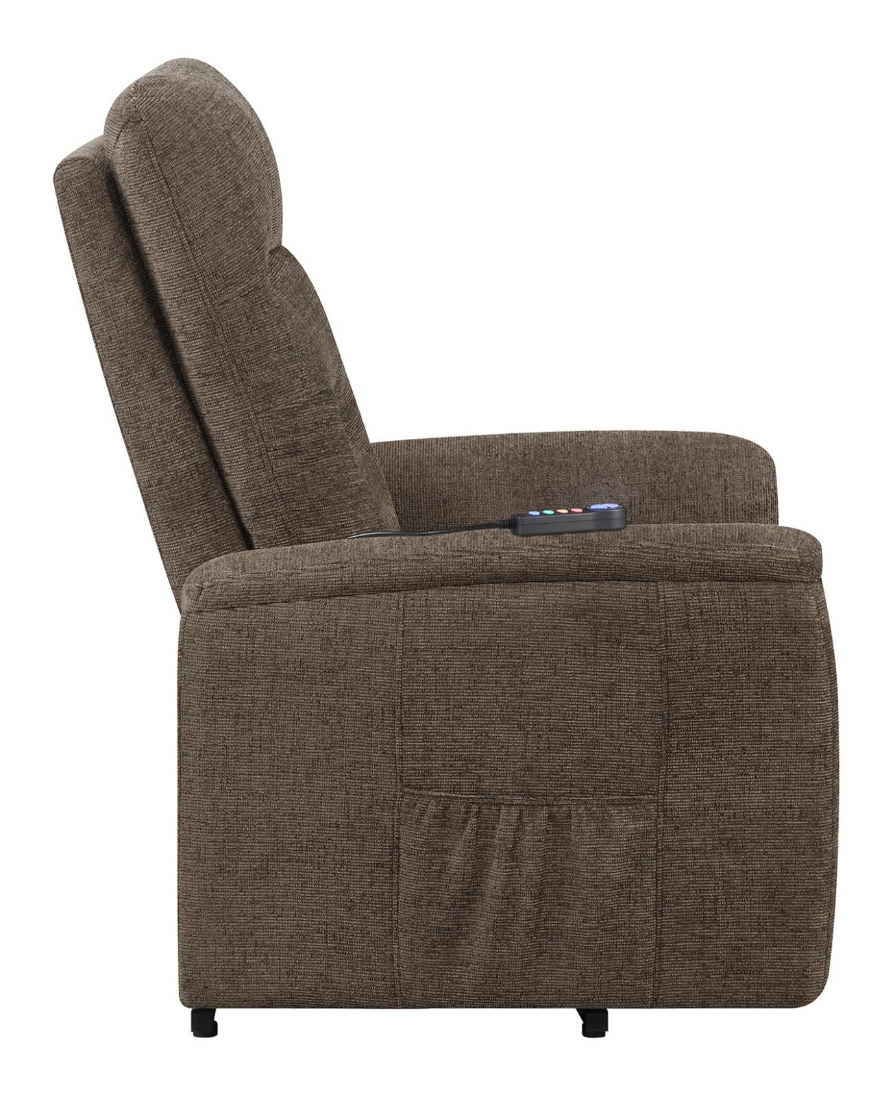 Henrietta Power Lift Recliner with Storage Pocket Brown - 609404P - Bien Home Furniture & Electronics