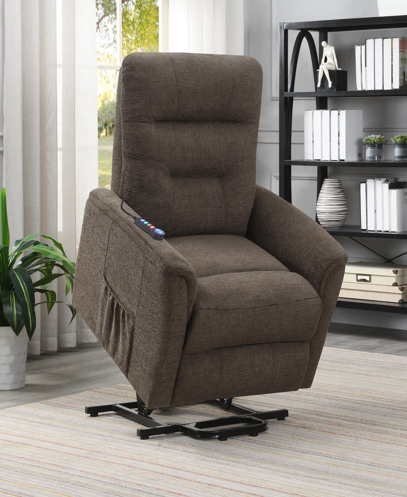Henrietta Power Lift Recliner with Storage Pocket Brown - 609404P - Bien Home Furniture & Electronics