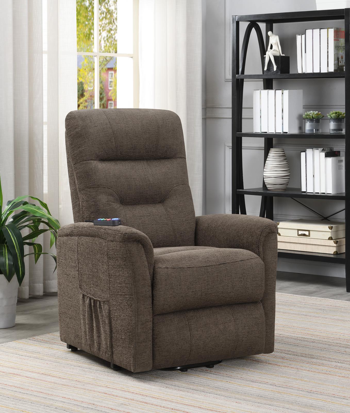 Henrietta Power Lift Recliner with Storage Pocket Brown - 609404P - Bien Home Furniture & Electronics