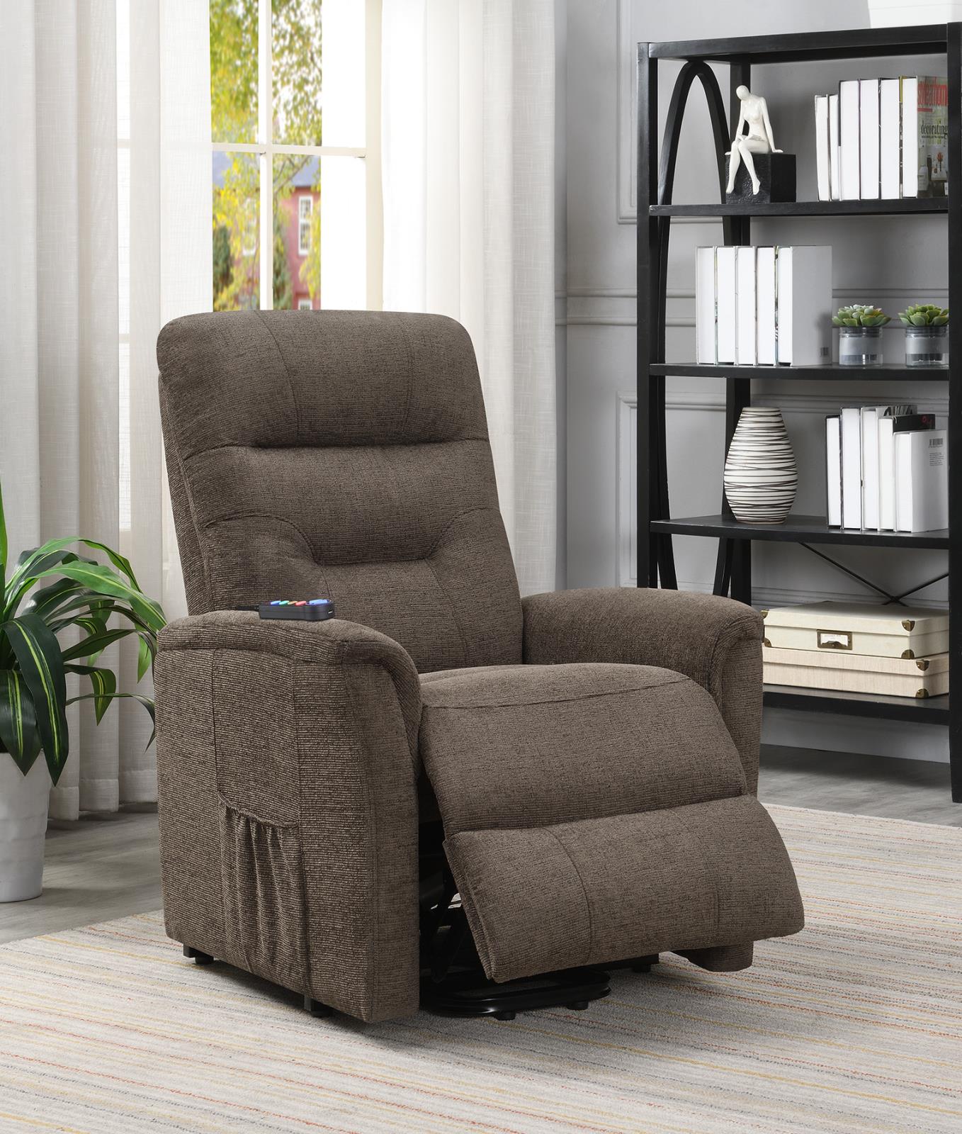 Henrietta Power Lift Recliner with Storage Pocket Brown - 609404P - Bien Home Furniture & Electronics