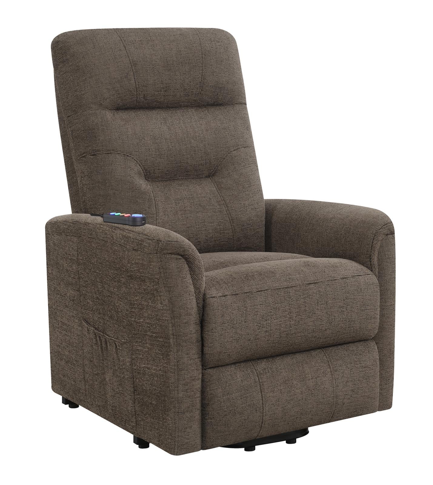 Henrietta Power Lift Recliner with Storage Pocket Brown - 609404P - Bien Home Furniture & Electronics