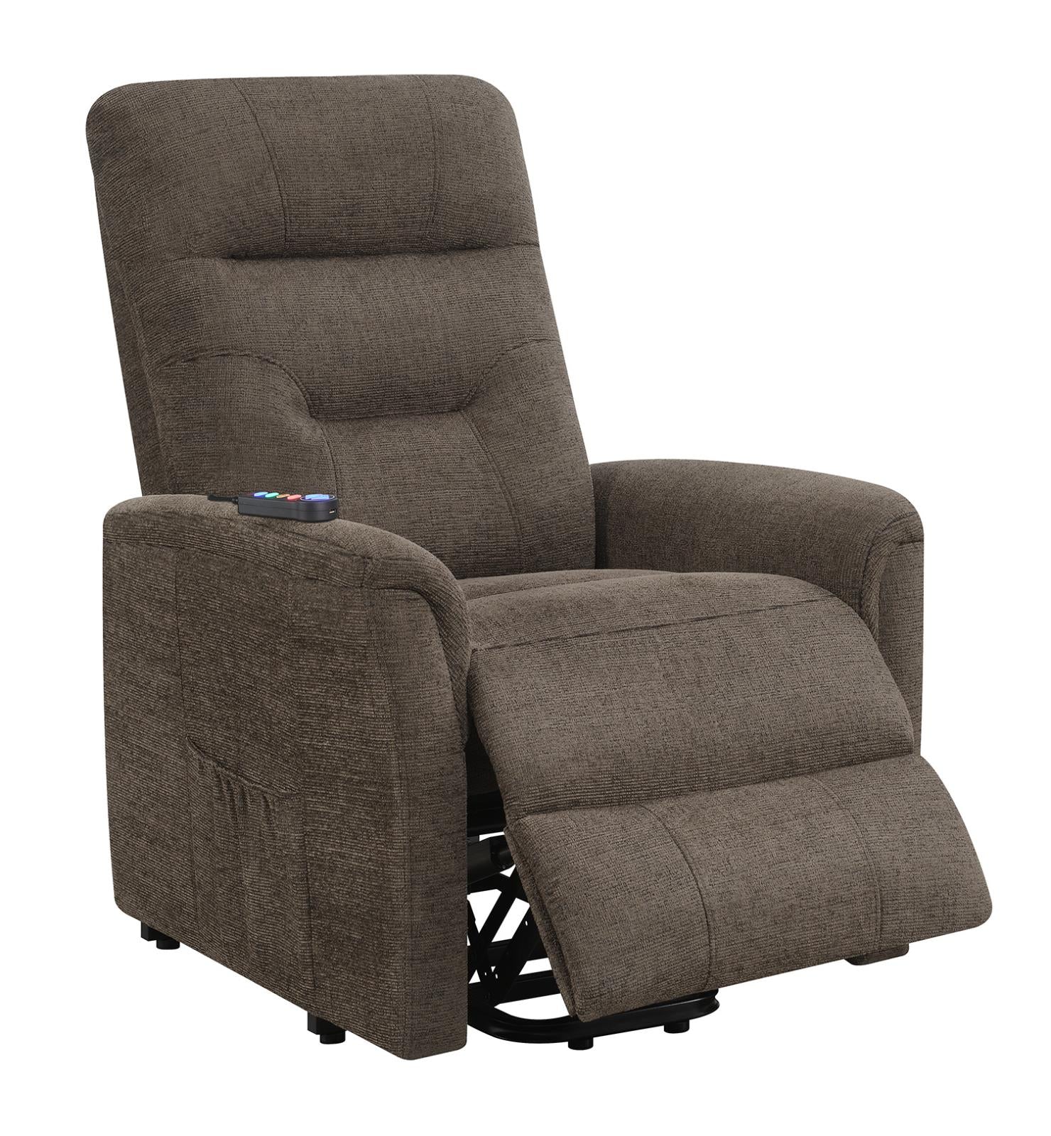 Henrietta Power Lift Recliner with Storage Pocket Brown - 609404P - Bien Home Furniture & Electronics