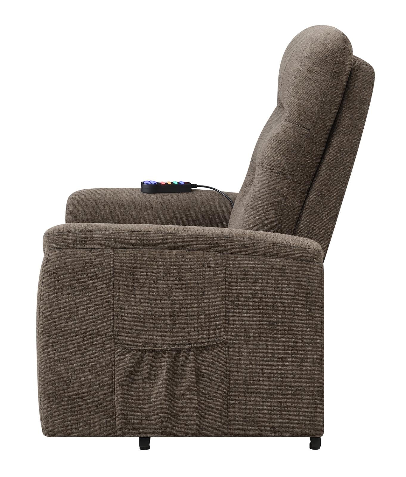 Henrietta Power Lift Recliner with Storage Pocket Brown - 609404P - Bien Home Furniture & Electronics
