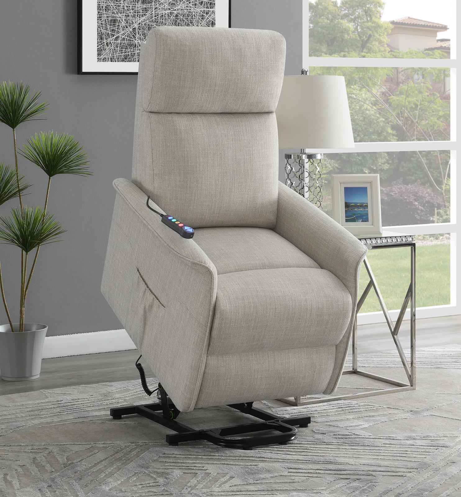 Herrera Power Lift Recliner with Wired Remote Beige - 609407P - Bien Home Furniture & Electronics