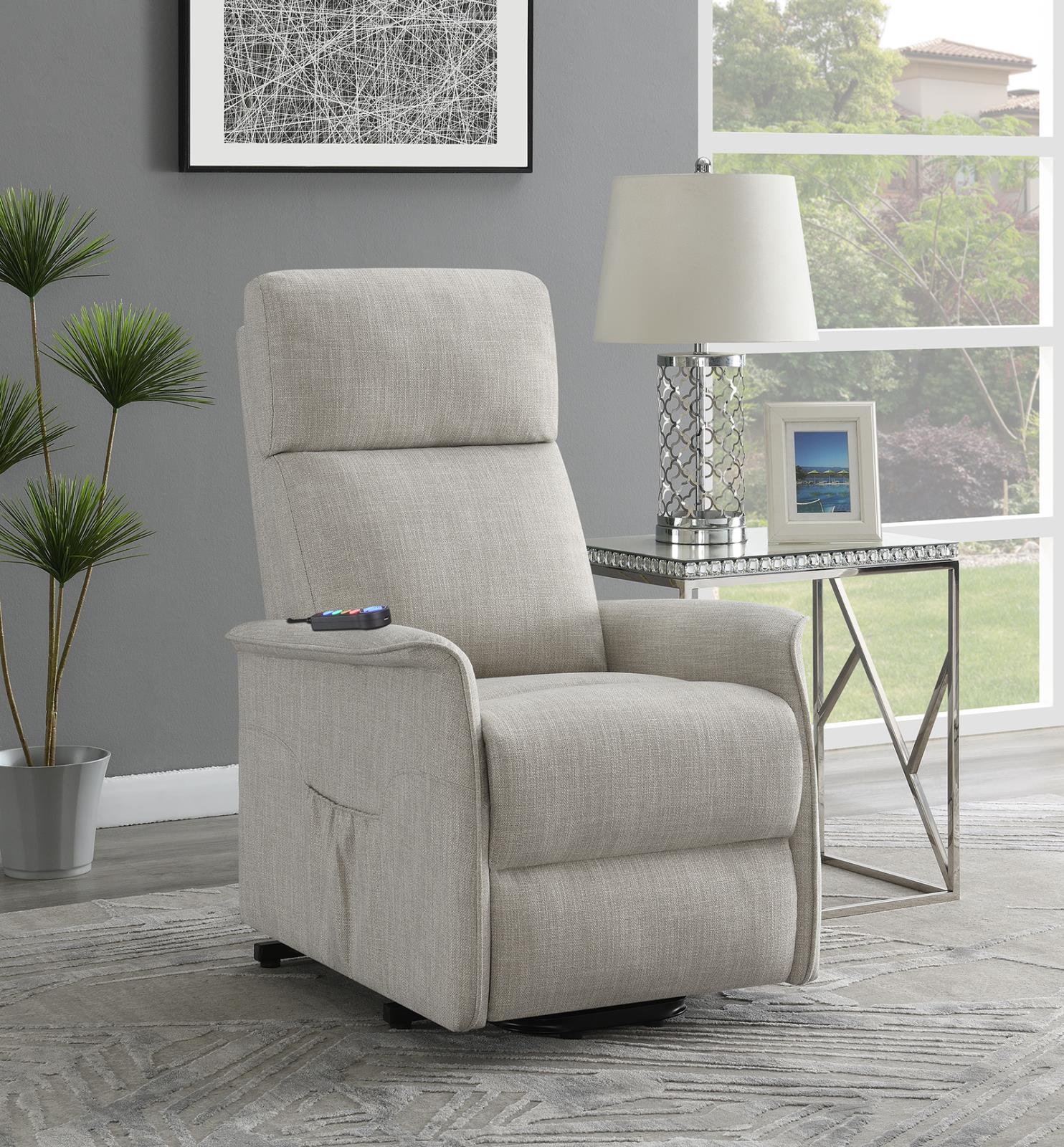 Herrera Power Lift Recliner with Wired Remote Beige - 609407P - Bien Home Furniture & Electronics