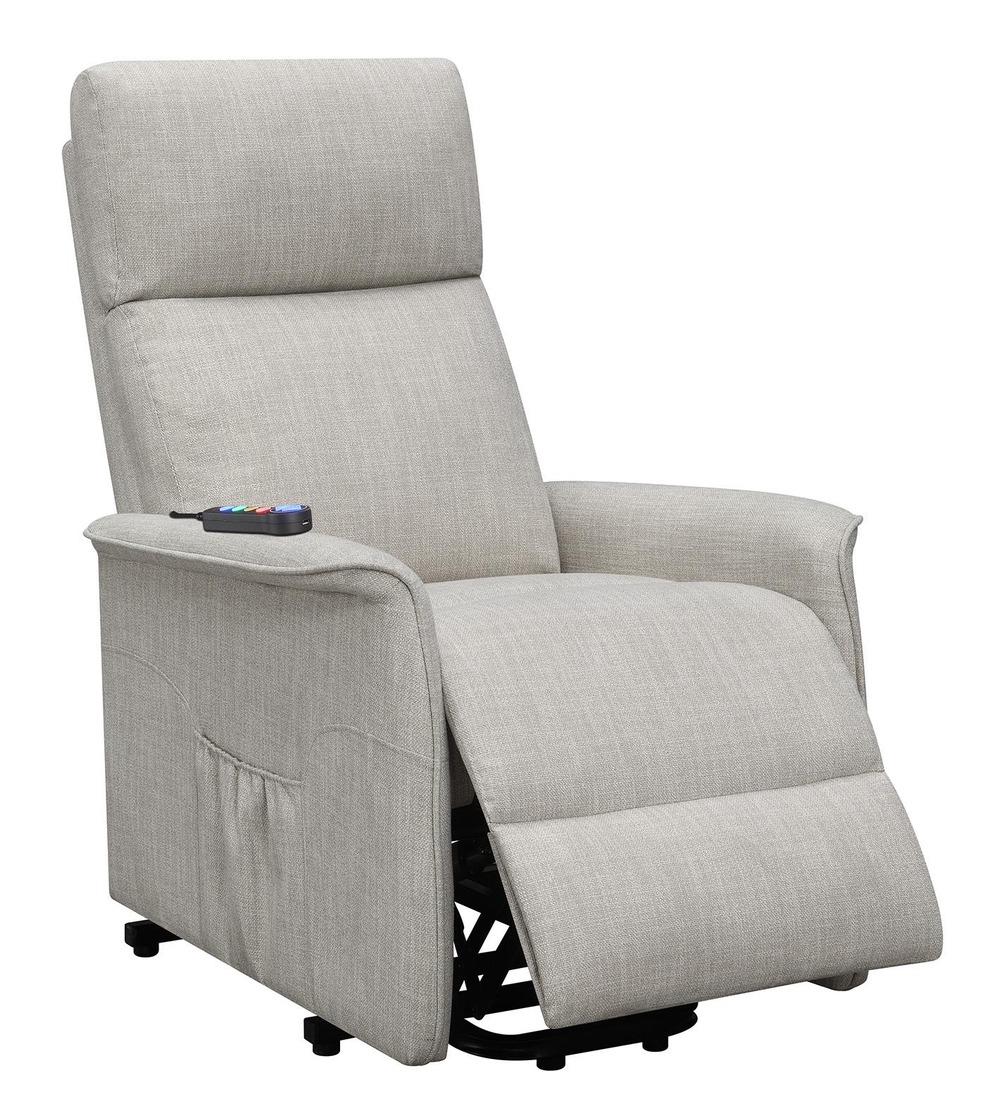 Herrera Power Lift Recliner with Wired Remote Beige - 609407P - Bien Home Furniture & Electronics