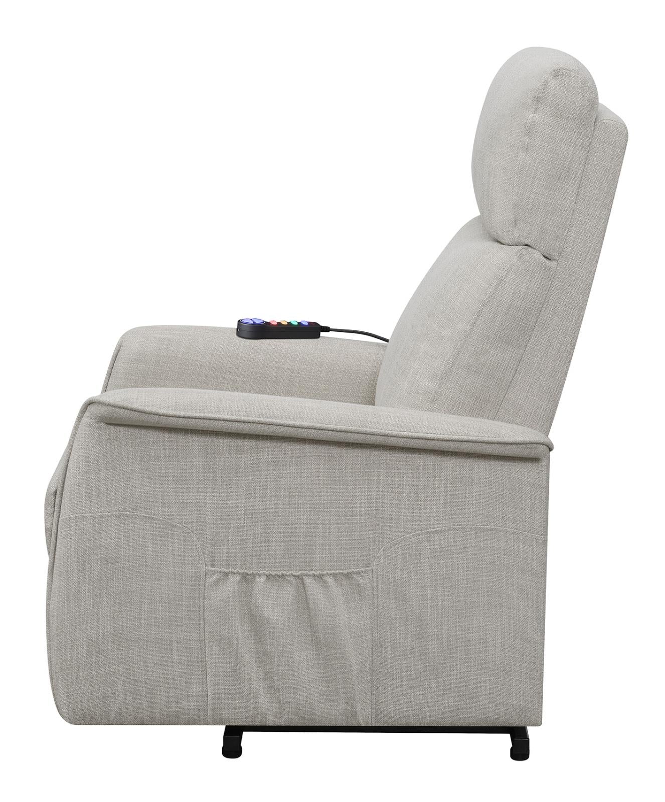 Herrera Power Lift Recliner with Wired Remote Beige - 609407P - Bien Home Furniture & Electronics