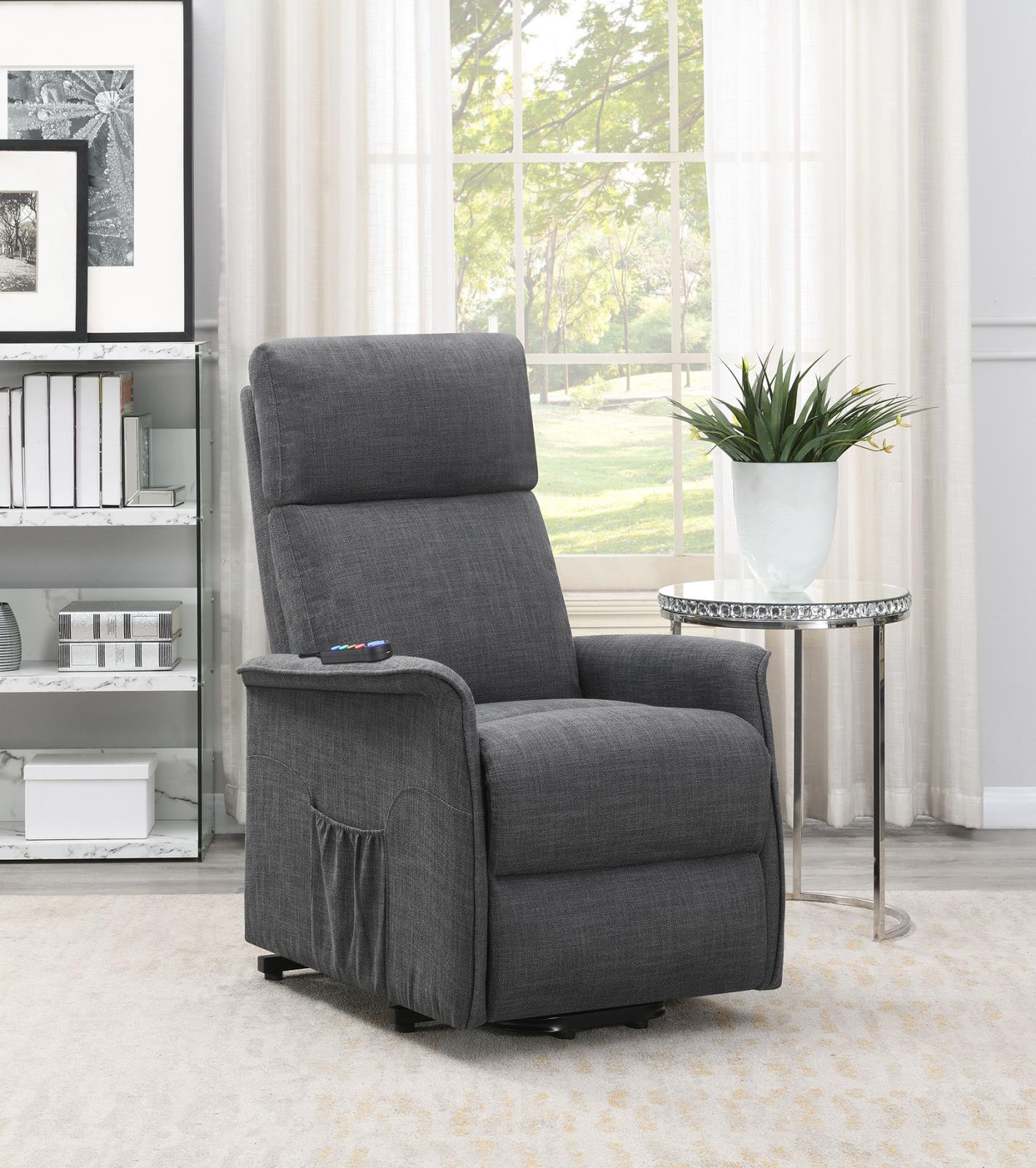 Herrera Power Lift Recliner with Wired Remote Charcoal - 609406P - Bien Home Furniture & Electronics