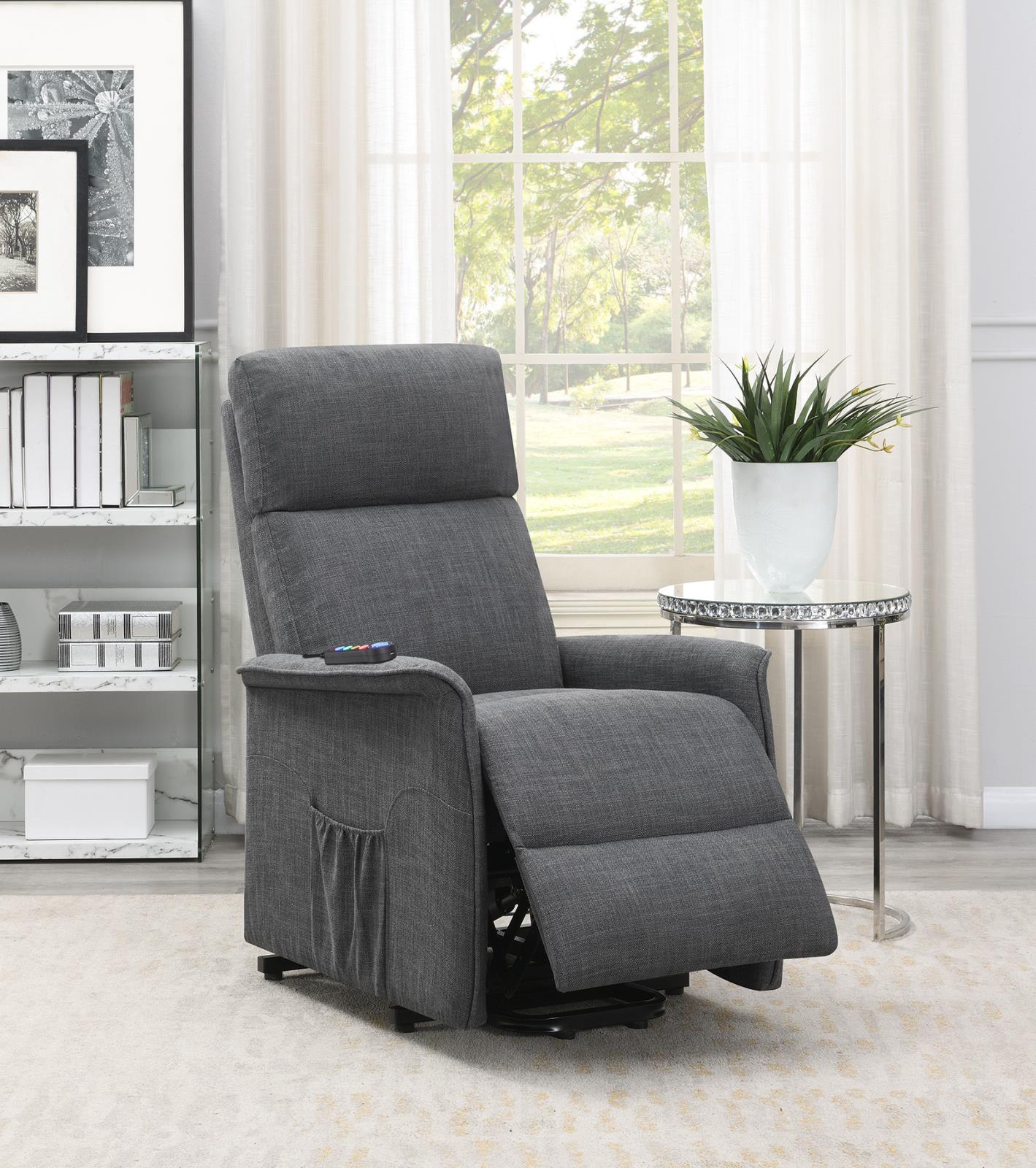Herrera Power Lift Recliner with Wired Remote Charcoal - 609406P - Bien Home Furniture & Electronics