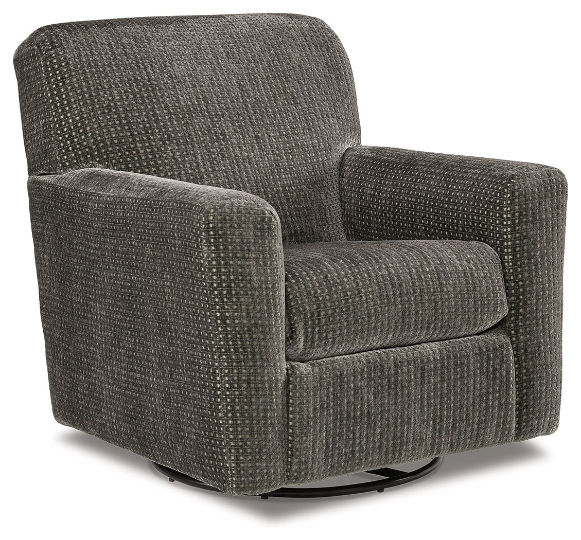 Herstow Charcoal Swivel Glider Accent Chair - A3000366 - Bien Home Furniture &amp; Electronics