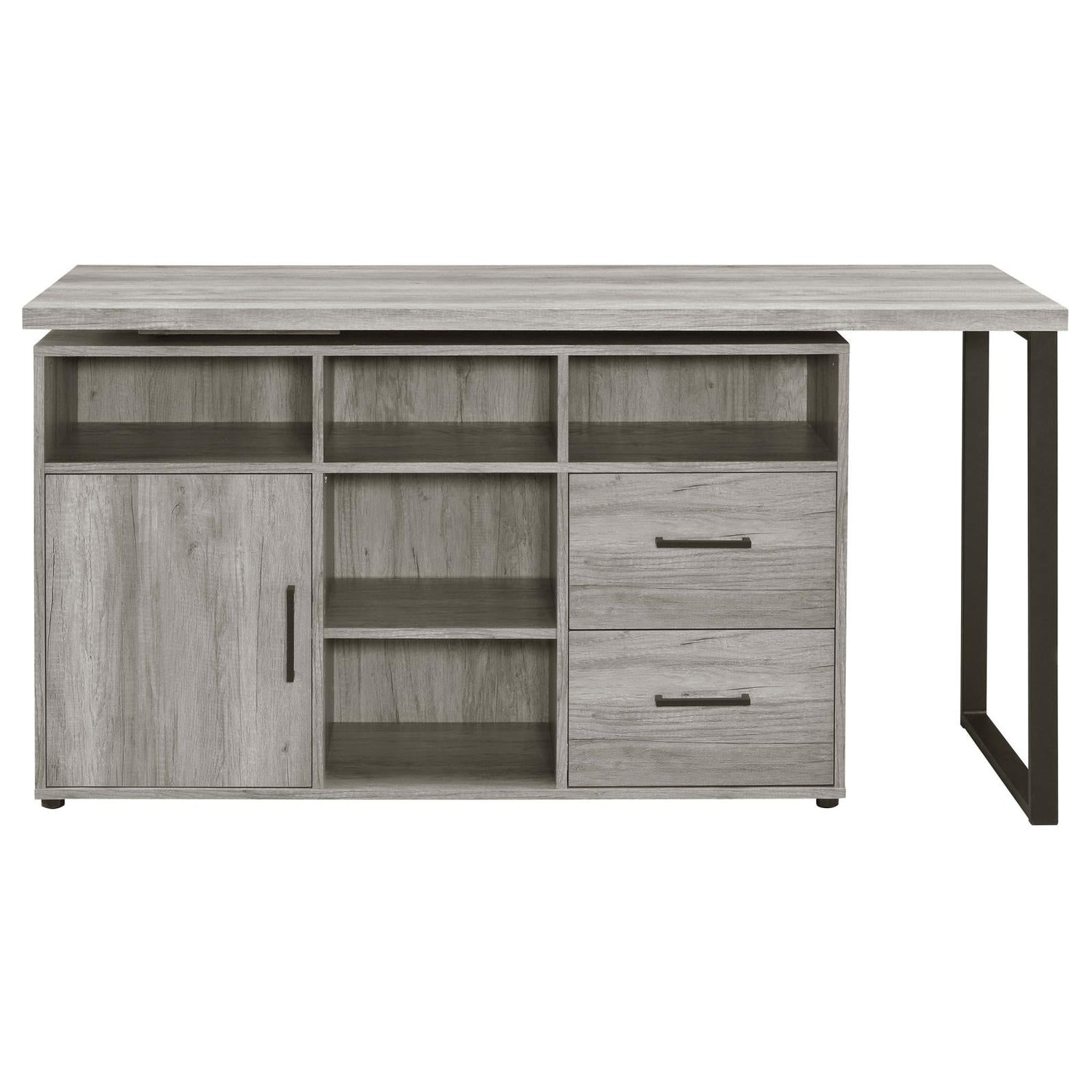 Hertford Gray Driftwood L-shape Office Desk with Storage - 804462 - Bien Home Furniture & Electronics