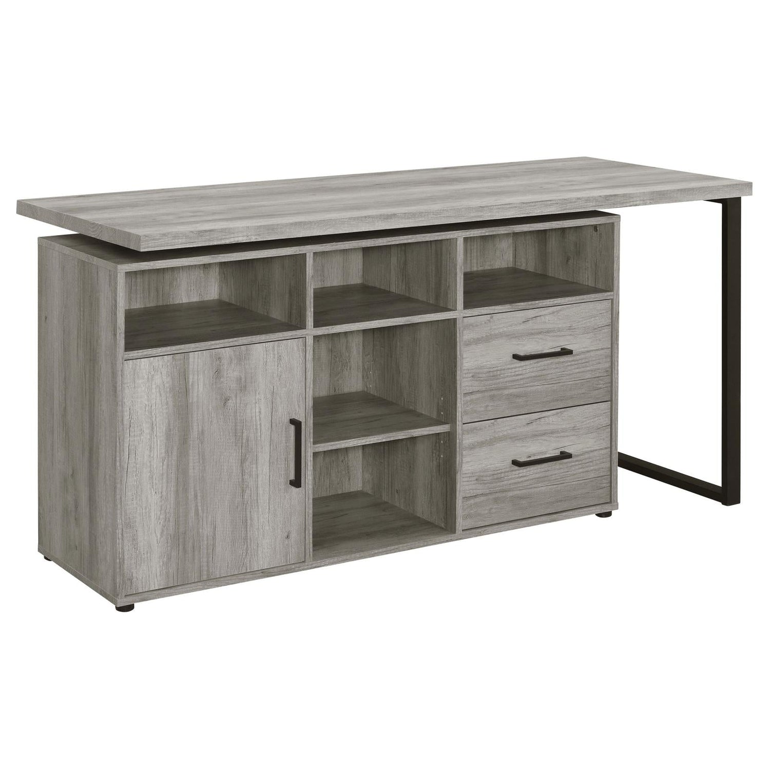 Hertford Gray Driftwood L-shape Office Desk with Storage - 804462 - Bien Home Furniture & Electronics