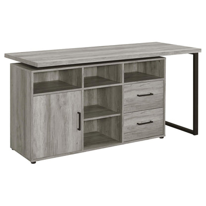 Hertford Gray Driftwood L-shape Office Desk with Storage - 804462 - Bien Home Furniture &amp; Electronics