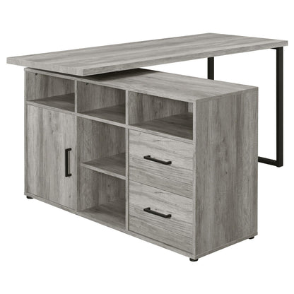Hertford Gray Driftwood L-shape Office Desk with Storage - 804462 - Bien Home Furniture &amp; Electronics