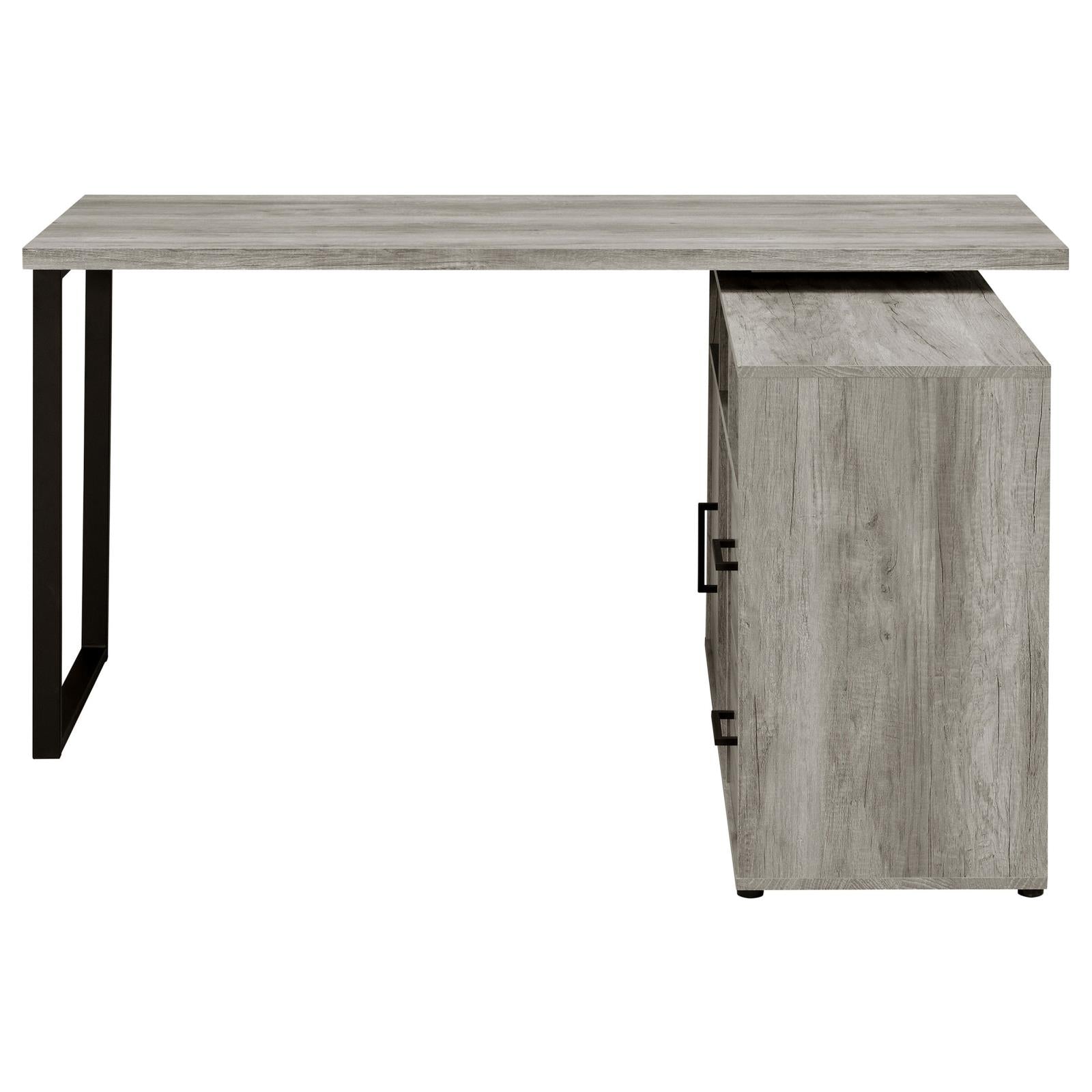 Hertford Gray Driftwood L-shape Office Desk with Storage - 804462 - Bien Home Furniture &amp; Electronics