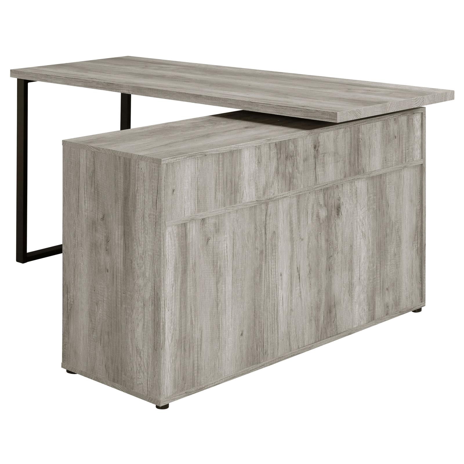 Hertford Gray Driftwood L-shape Office Desk with Storage - 804462 - Bien Home Furniture &amp; Electronics