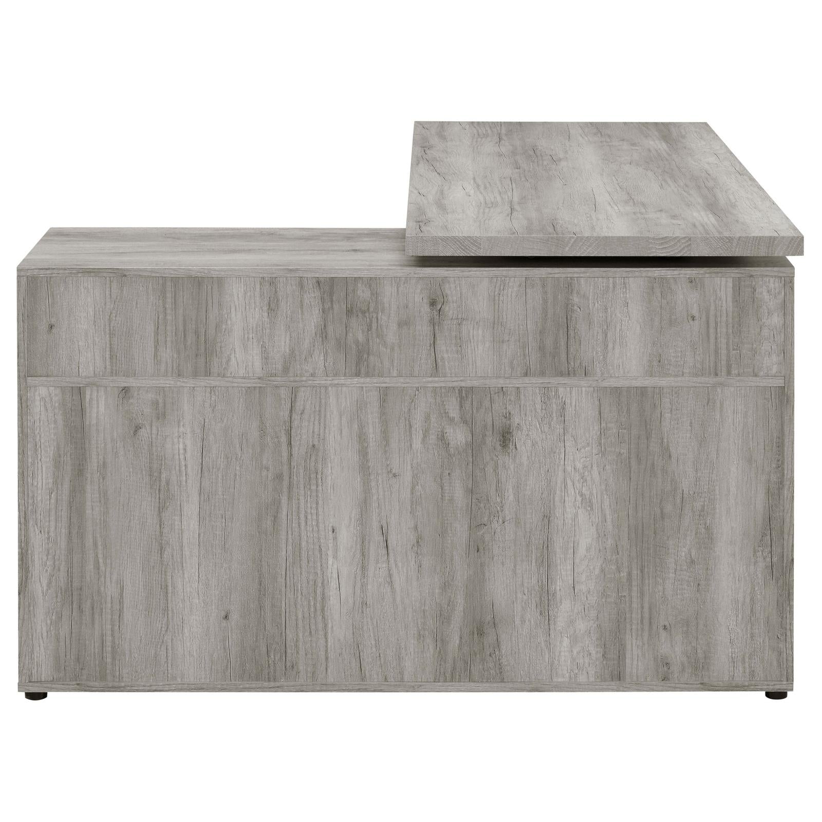 Hertford Gray Driftwood L-shape Office Desk with Storage - 804462 - Bien Home Furniture &amp; Electronics